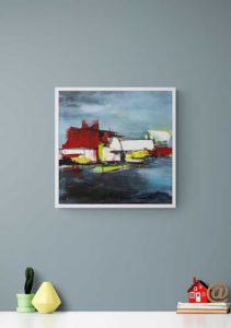 Blue Red Abstract - Anita Øren Blue Red Abstract - Anita Øren