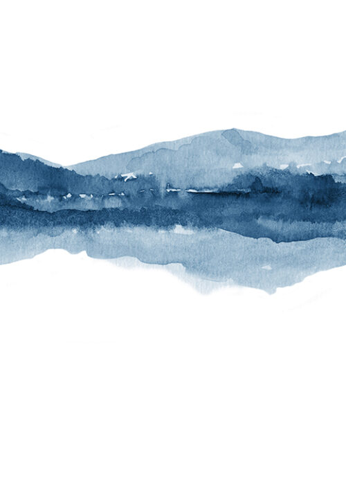 Watercolor Landscape No. 18 Navy Blue 2/2 - Nouveau Prints Watercolor Landscape No. 18 Navy Blue 2/2 - Nouveau Prints